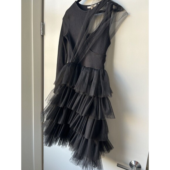 Womans Layered Ruffle TULLE DRESS BLACK -Size EXTRA SMALL - Picture 6 of 8